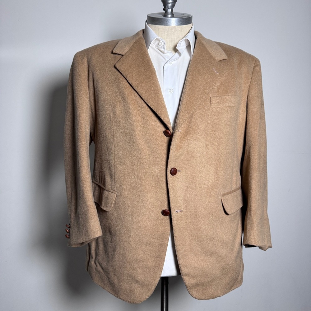 Dimitri's Custom Tailoring Blazer‎ Mens 46 Camel Tan Wool Sport Coat 3-Button